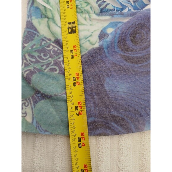 FANG Y2K Blouse Women’s  Multicolor Sheer Pleated Scoop Neck  W/Elastic Waist L - Picture 10 of 15